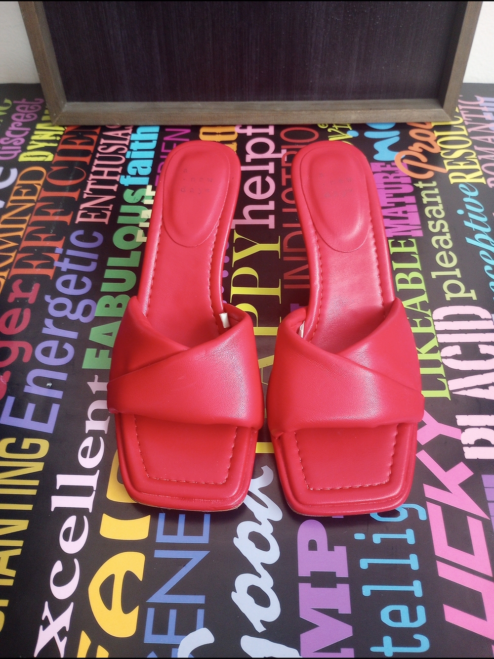 Comfy Red Slide Kitten Heels
